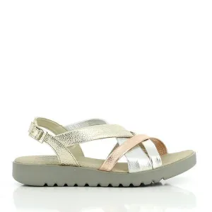 24 Hrs 23252 Gold Cross-Strapped Slingback Sandals