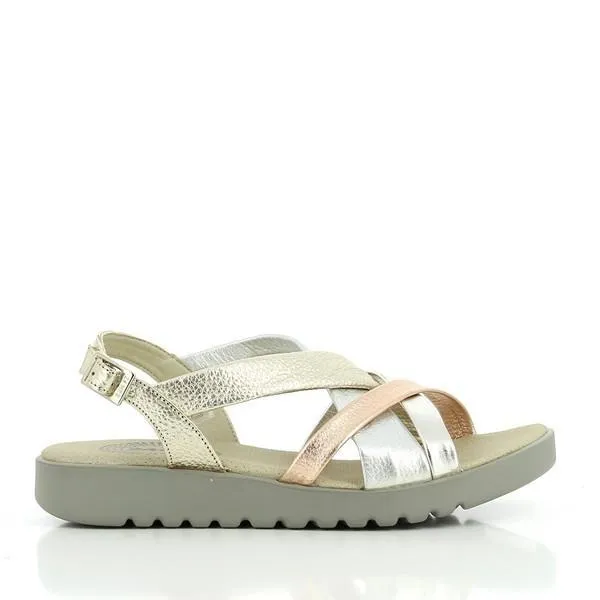 24 Hrs 23252 Gold Cross-Strapped Slingback Sandals