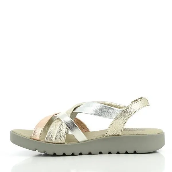 24 Hrs 23252 Gold Cross-Strapped Slingback Sandals