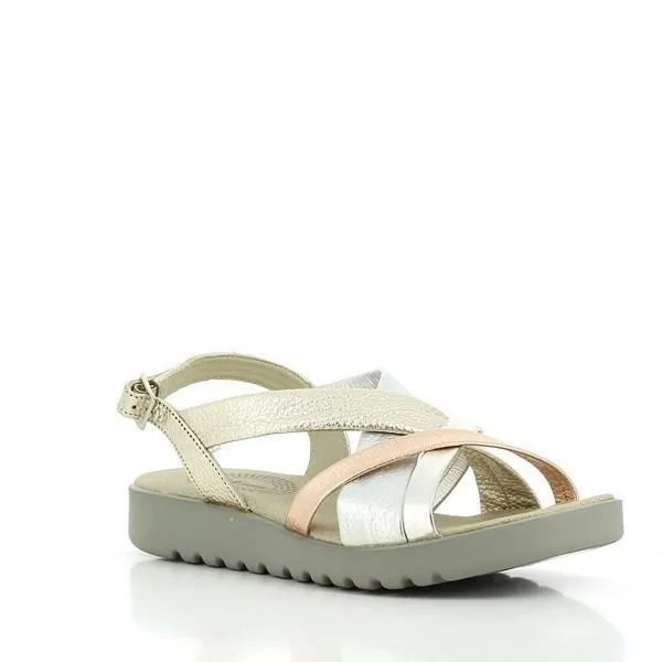 24 Hrs 23252 Gold Cross-Strapped Slingback Sandals