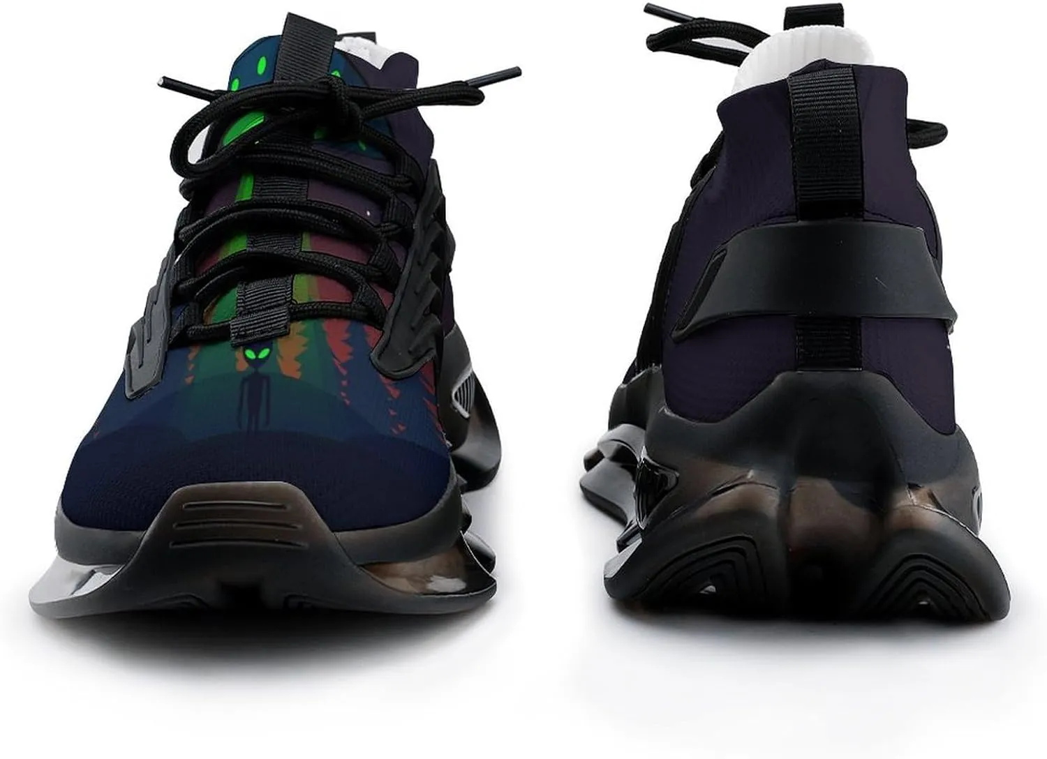 Alien UFO at Night Walking Shoes for Men Lightweight Tennis Fashion Elastic Sports Shoes Cushion Basketball Shoes