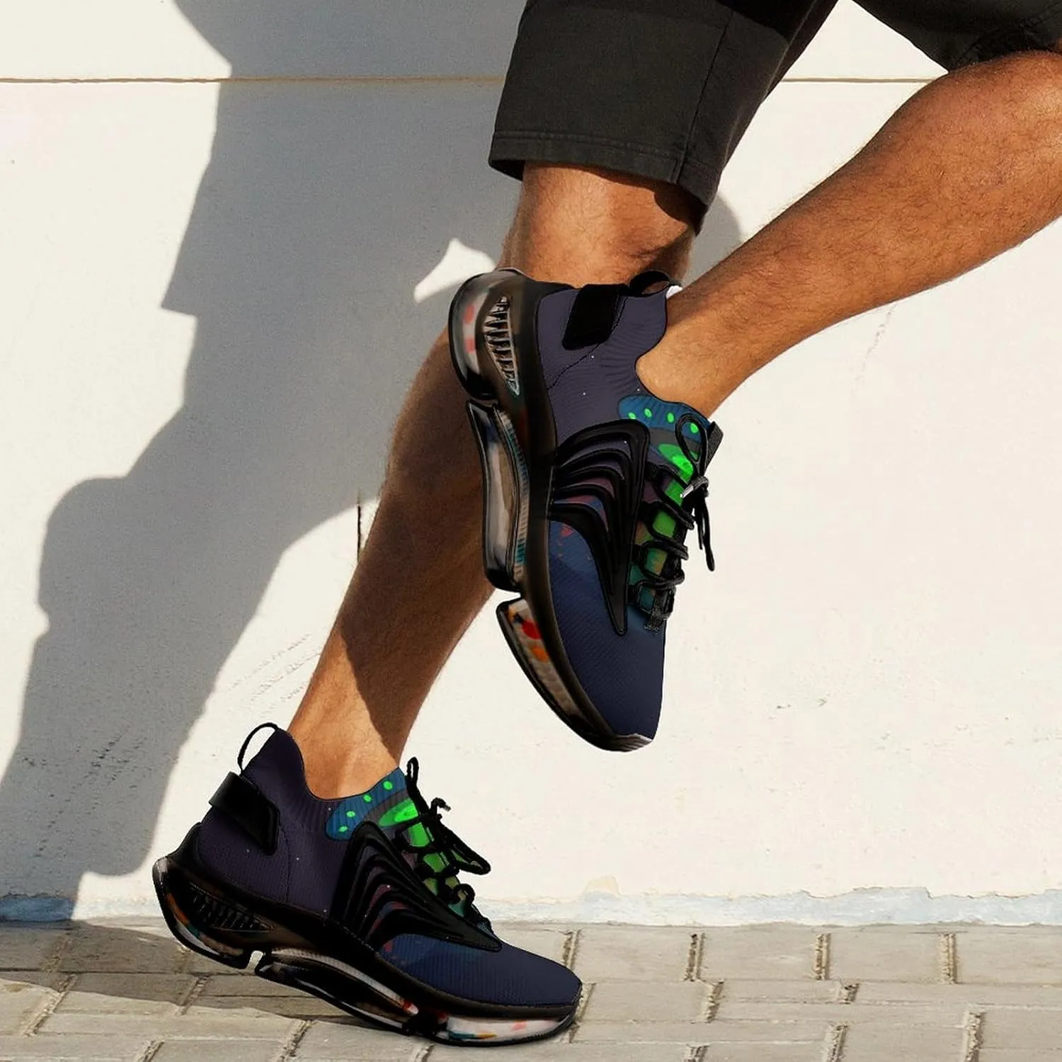 Alien UFO at Night Walking Shoes for Men Lightweight Tennis Fashion Elastic Sports Shoes Cushion Basketball Shoes