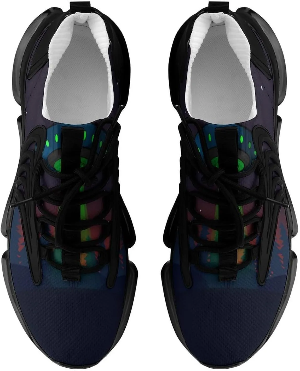 Alien UFO at Night Walking Shoes for Men Lightweight Tennis Fashion Elastic Sports Shoes Cushion Basketball Shoes