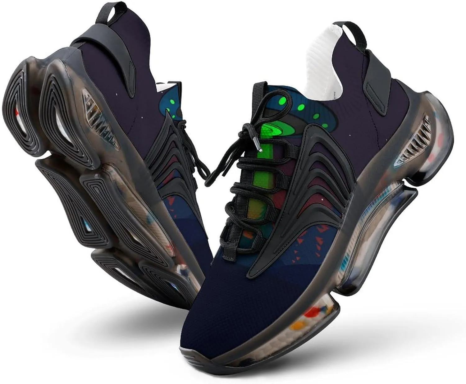Alien UFO at Night Walking Shoes for Men Lightweight Tennis Fashion Elastic Sports Shoes Cushion Basketball Shoes
