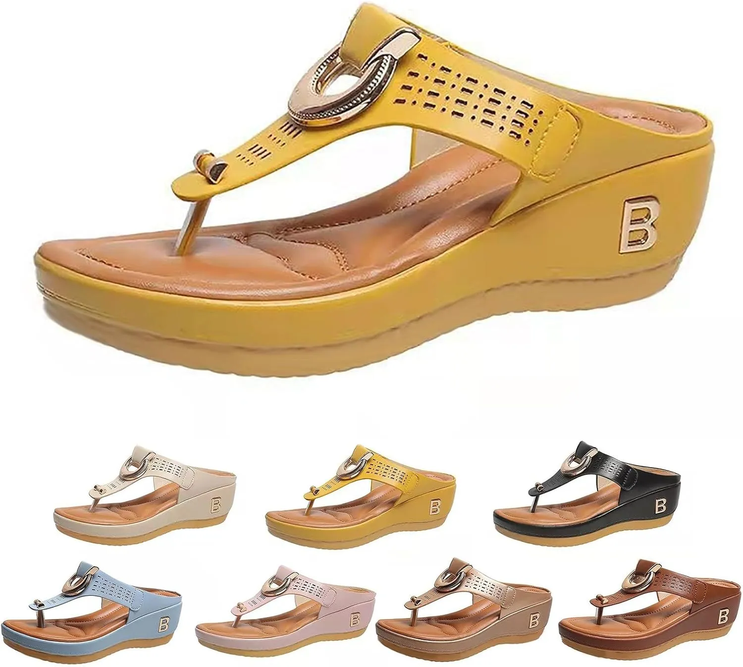 AMDBEL Orthopedic Sandals for Women,Arch Support Sandals for Women Dressy Summer Wide Width Clip Toe Wedge Sandals Shoes