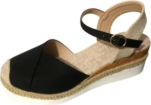 AMDBEL Summer Sandals for Women 2024 Trendy Sandals Women Closed Toe Espadrilles Flatform Wedge Sandal Buckle Ankle Strap