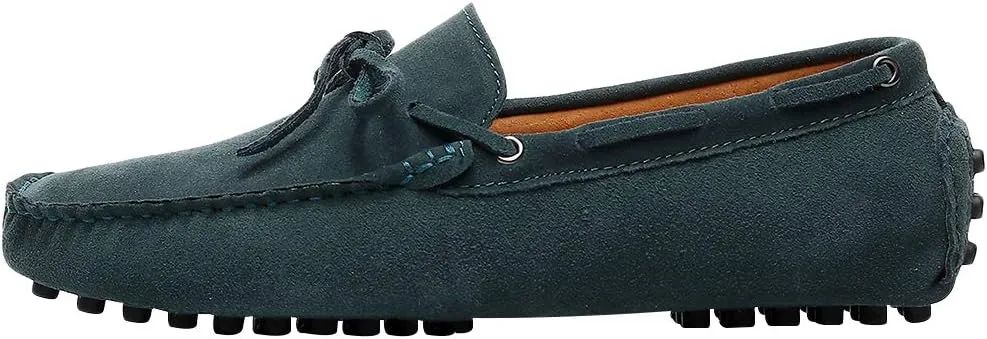 ANUFER Men's Soft Suede Leather Driving Loafers Shoes Bowtie Moccasin Slippers Big Size