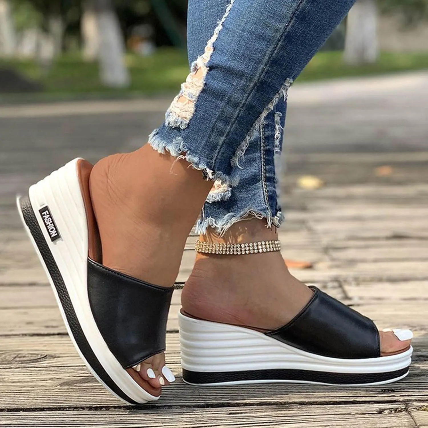 Arch Support Thick Bottom Sandals for Women Summer Low Wedges Comfortable Open Toe Sandal Orthopedic Sandals