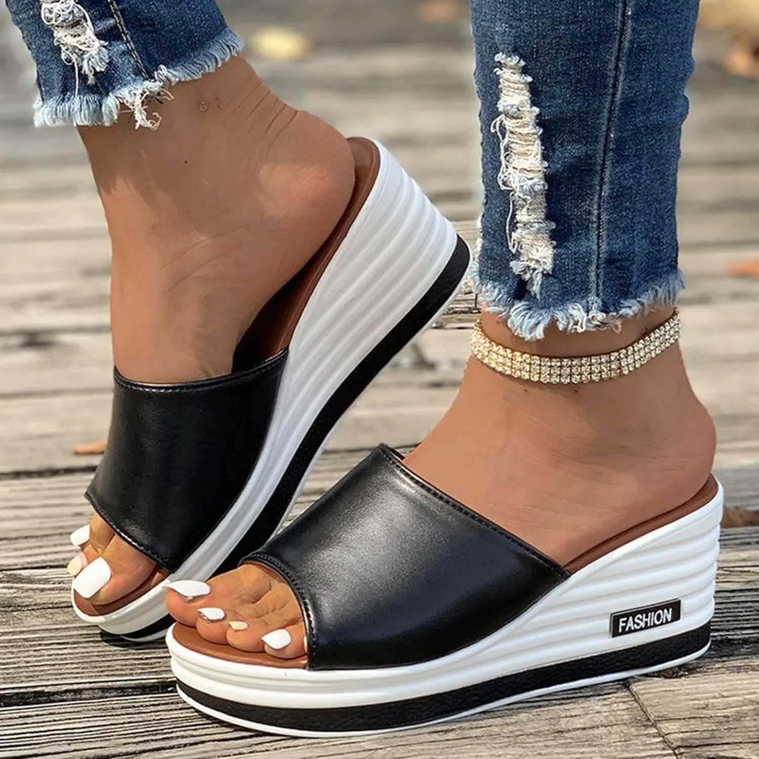 Arch Support Thick Bottom Sandals for Women Summer Low Wedges Comfortable Open Toe Sandal Orthopedic Sandals
