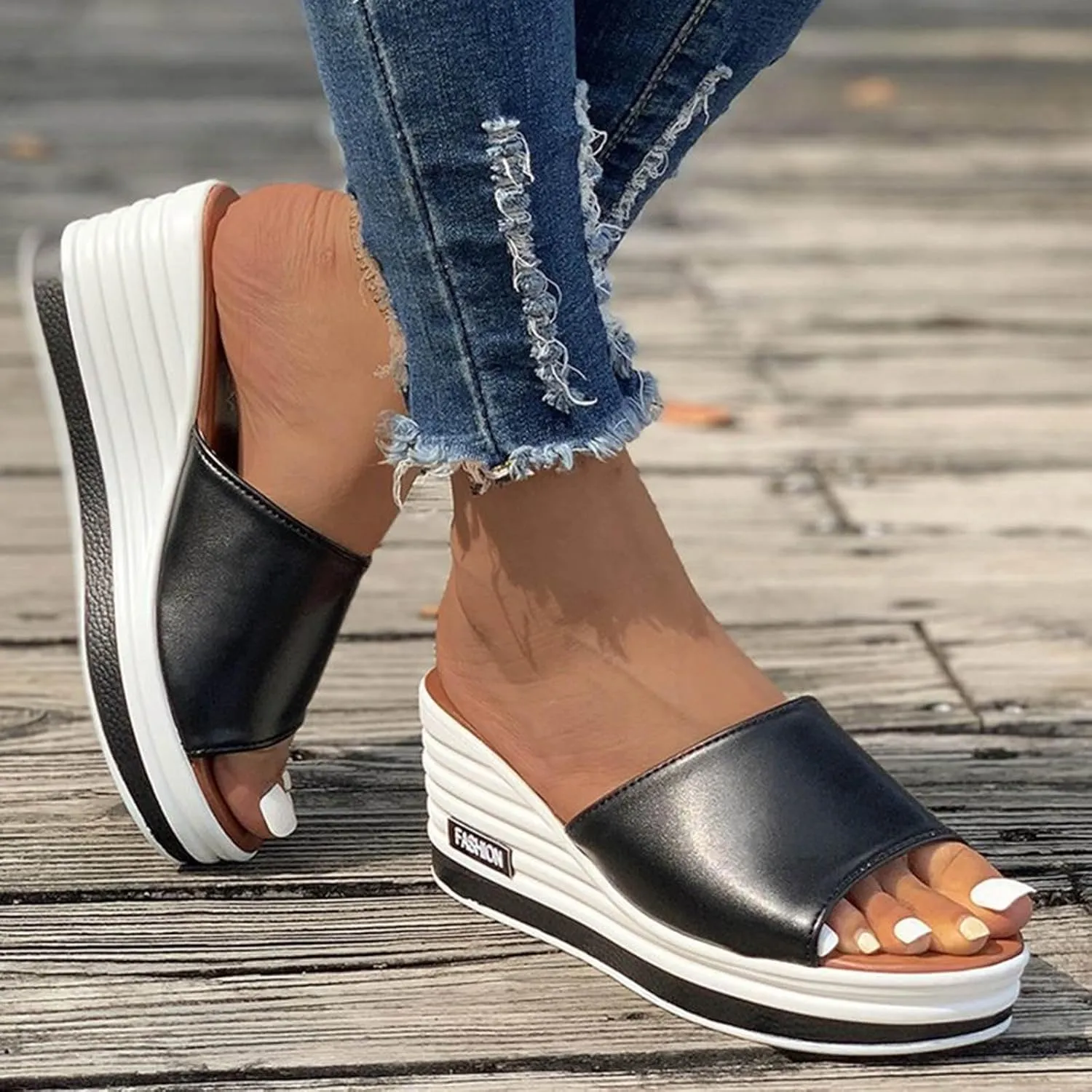 Arch Support Thick Bottom Sandals for Women Summer Low Wedges Comfortable Open Toe Sandal Orthopedic Sandals
