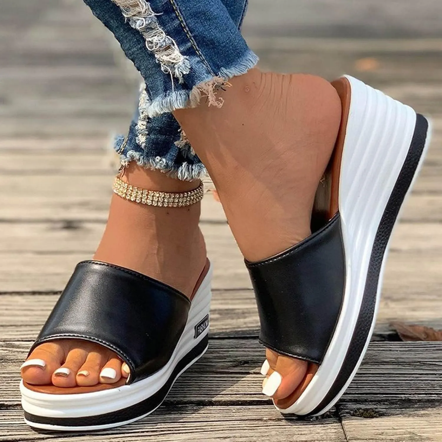 Arch Support Thick Bottom Sandals for Women Summer Low Wedges Comfortable Open Toe Sandal Orthopedic Sandals