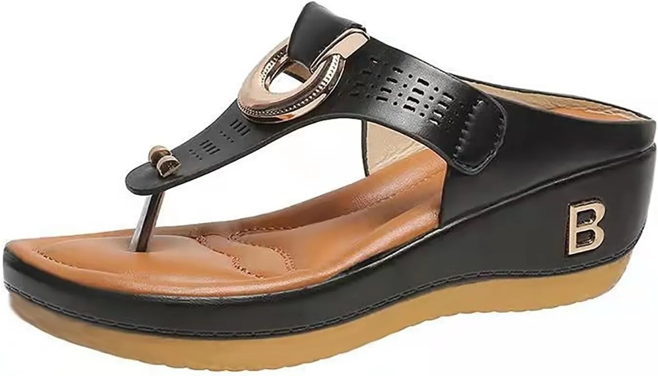 Arch Support Thick Bottom Sandals for Women Summer Platform Comfortable Low Wedges Sandal Orthopedic Sandals