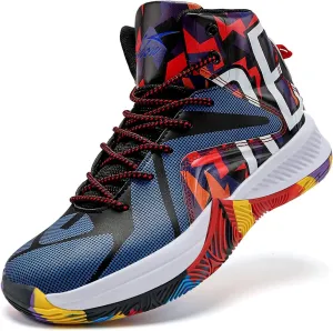 ASHION Mens Basketball Shoes Lightweight Breathable Sneakers Anti Slip Sports Shoes for Running Walking Mid Top Sneakers