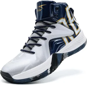 ASHION Mens Basketball Shoes Lightweight Breathable Sneakers Anti Slip Sports Shoes for Running Walking Mid Top Sneakers