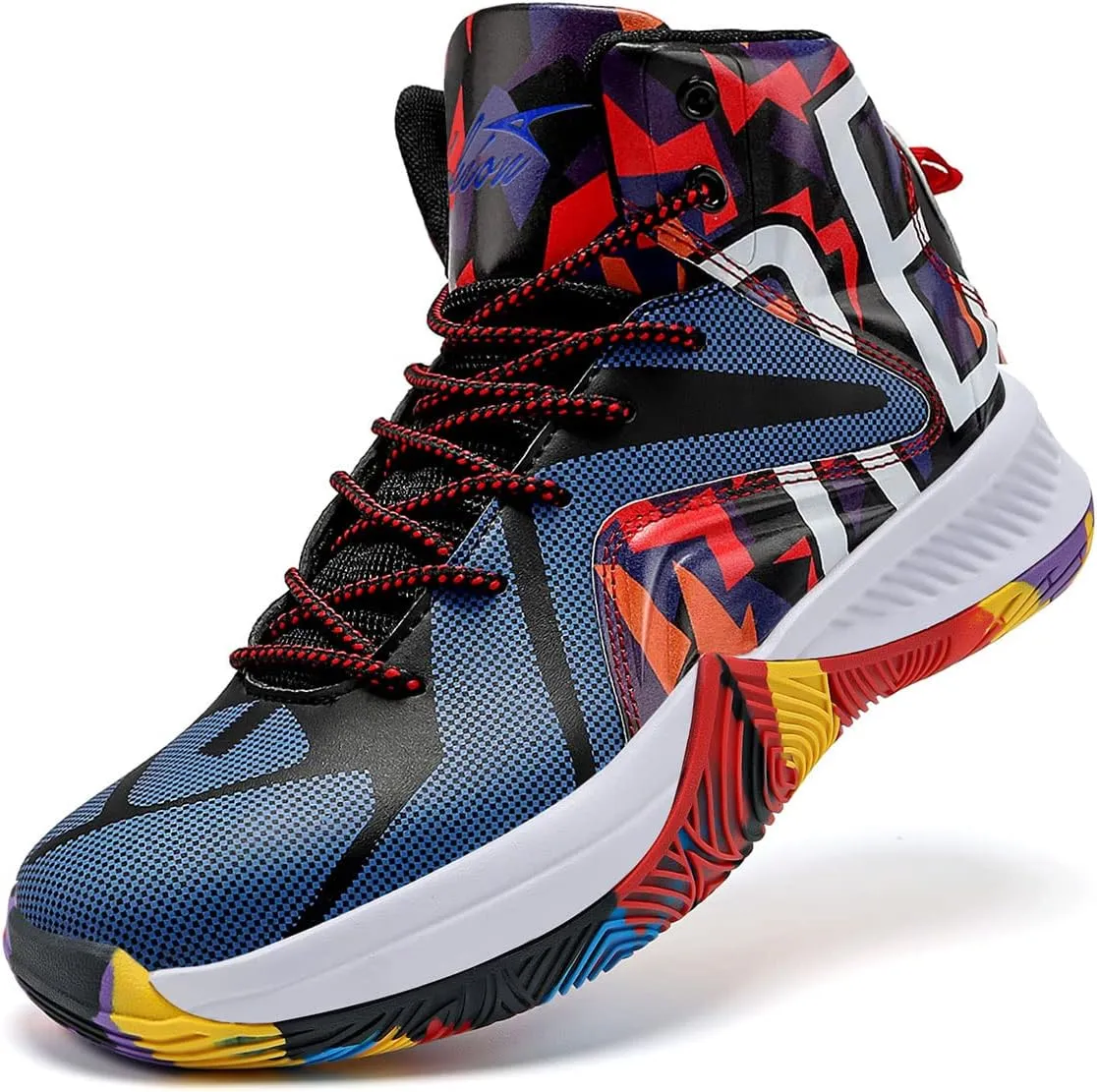 ASHION Mens Basketball Shoes Lightweight Breathable Sneakers Anti Slip Sports Shoes for Running Walking Mid Top Sneakers