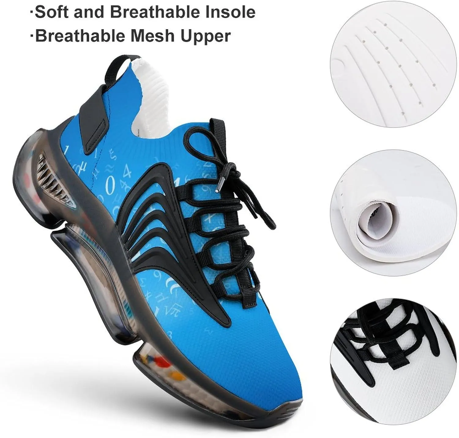 Blue Background with Numbers Walking Shoes for Men Lightweight Tennis Fashion Elastic Sports Shoes Cushion Basketball Shoes