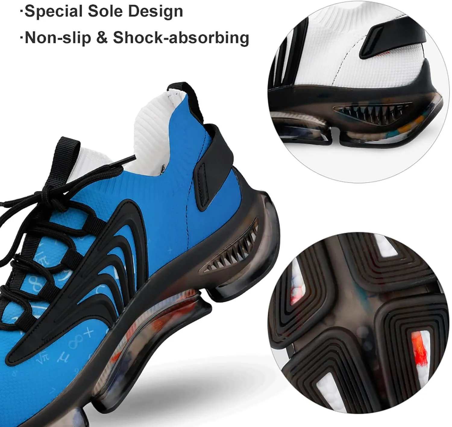 Blue Background with Numbers Walking Shoes for Men Lightweight Tennis Fashion Elastic Sports Shoes Cushion Basketball Shoes