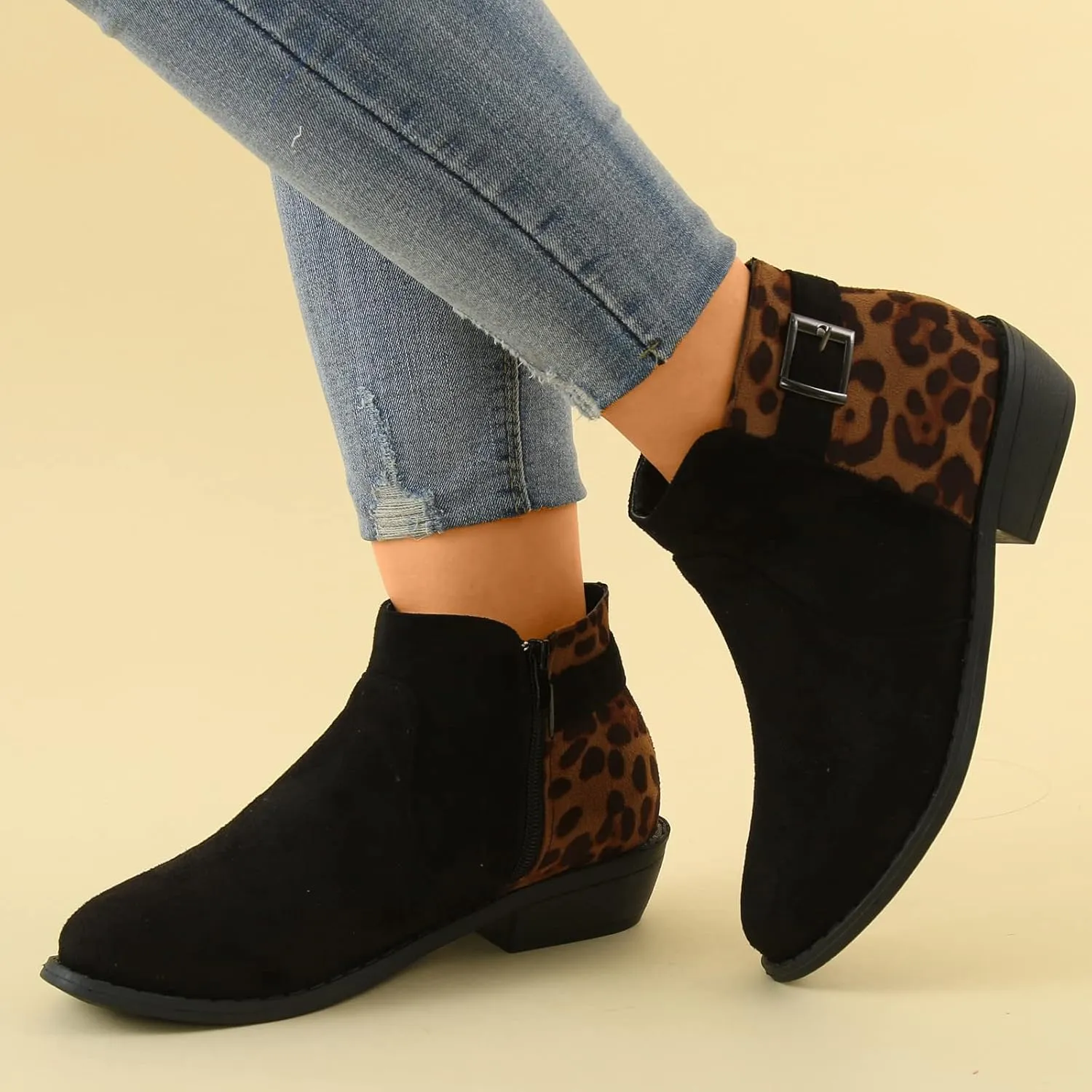 Boots for Women Premium Orthopedic Ankle Boots Arch Support Leather Comfortable Side Zip Wedge Booties 52