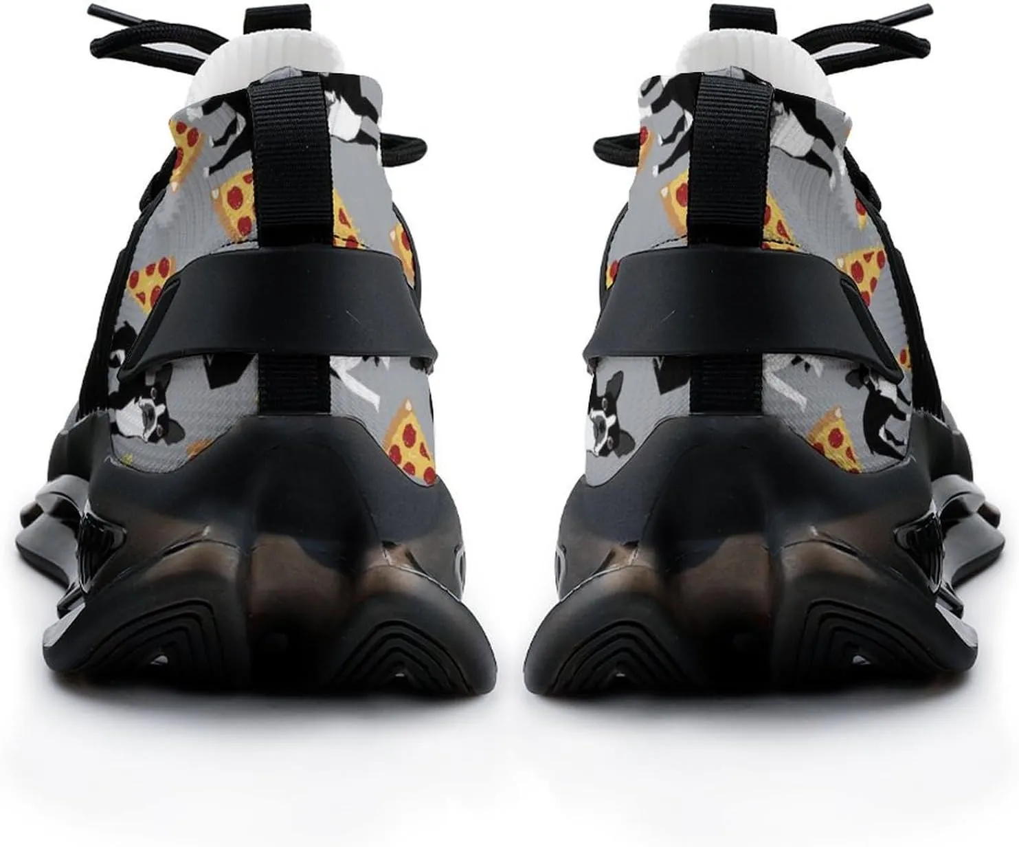 Boston Terrier Dog Pizza Walking Shoes for Men Lightweight Tennis Fashion Elastic Sports Shoes Cushion Basketball Shoes