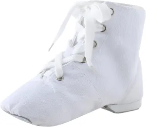 Canvas Jazz Dancing Sneakers Ballet Dance Boots for Girls Boys Split Sole Ballroom Dancing Flat Lace-Up Ankle Boots