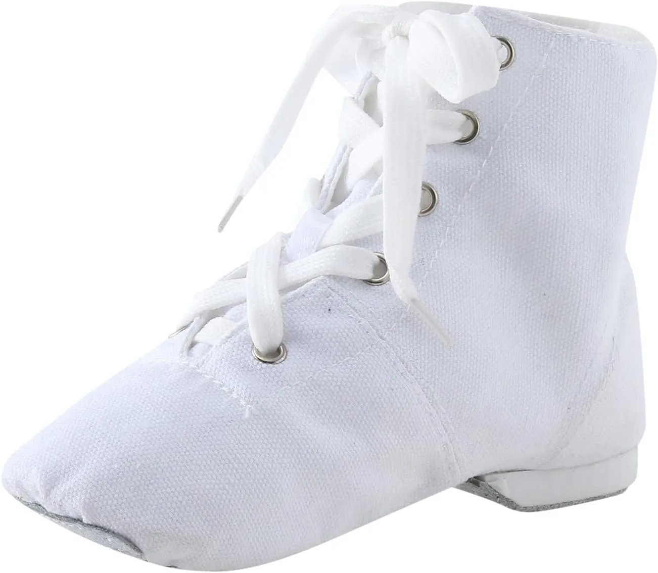 Canvas Jazz Dancing Sneakers Ballet Dance Boots for Girls Boys Split Sole Ballroom Dancing Flat Lace-Up Ankle Boots