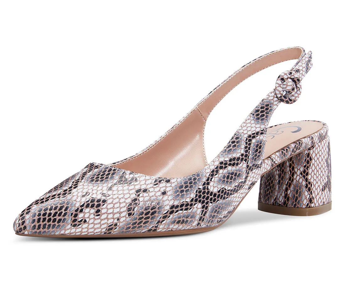 CASTAMERE Womens Chunky Block Heels Slingback Pumps Slip-on Pointy Toe 5CM Heel Sandals