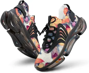 Chihuahua Puppies and Summer Flowers Walking Shoes for Men Lightweight Tennis Fashion Elastic Sports Shoes Cushion Basketball Shoes