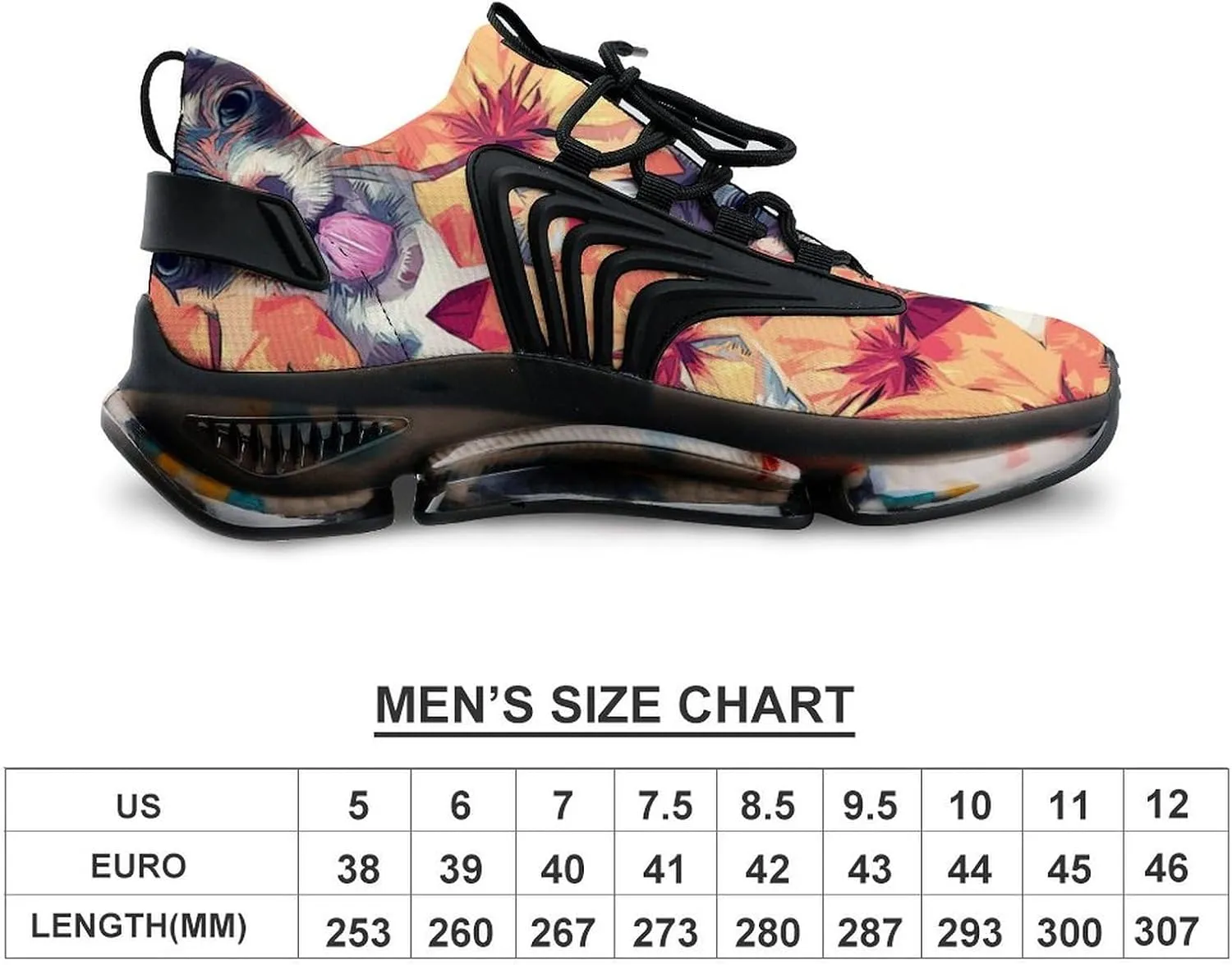 Chihuahua Puppies and Summer Flowers Walking Shoes for Men Lightweight Tennis Fashion Elastic Sports Shoes Cushion Basketball Shoes