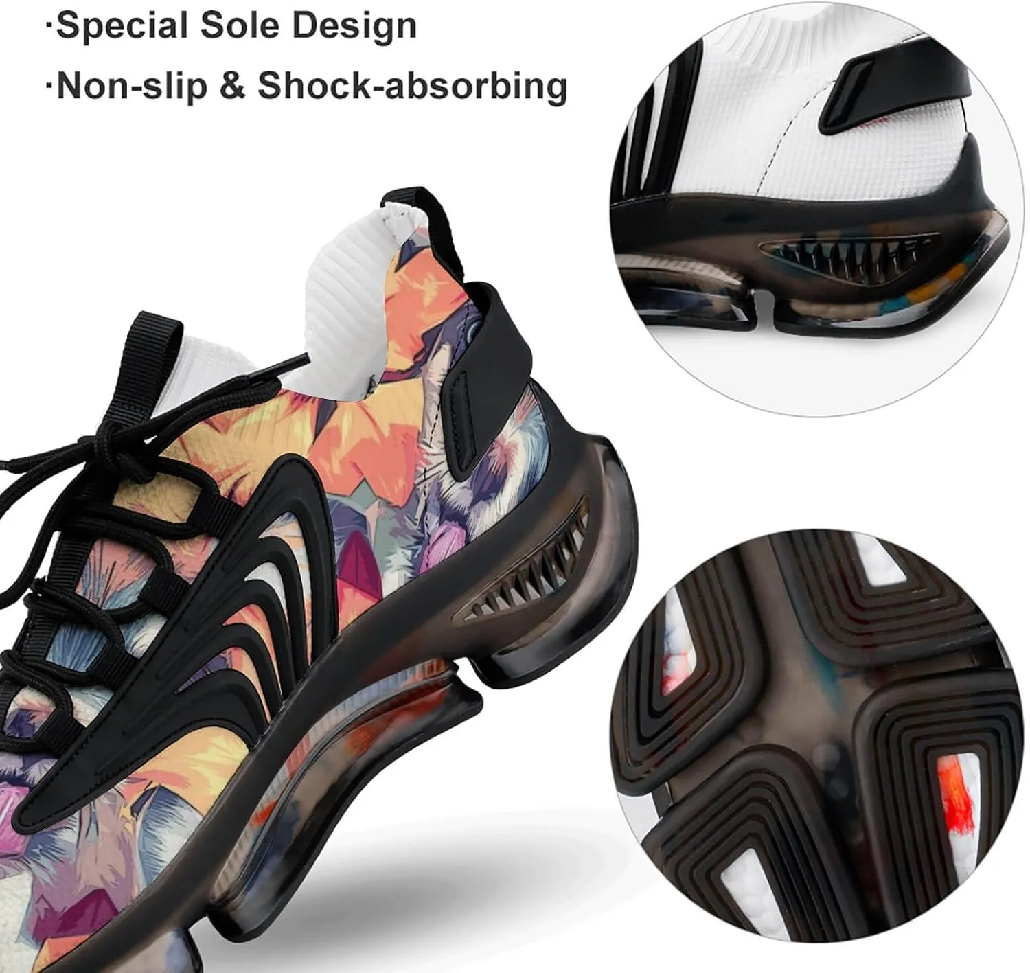 Chihuahua Puppies and Summer Flowers Walking Shoes for Men Lightweight Tennis Fashion Elastic Sports Shoes Cushion Basketball Shoes