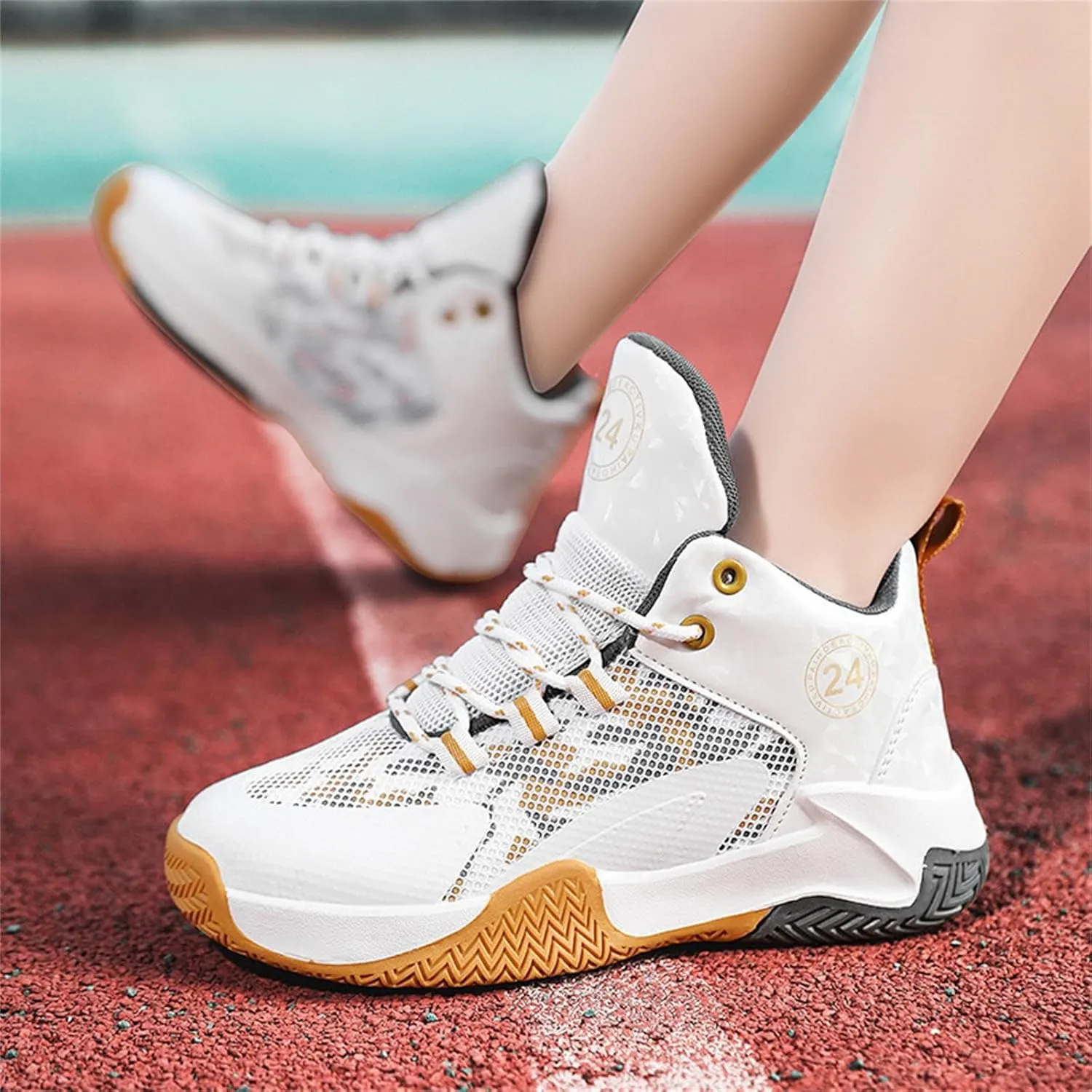 Childrens Basketball Sneakers High Top Breathable Lace Running Sport Shoes Kids Boys Girls Non Slip Breathable Shoes