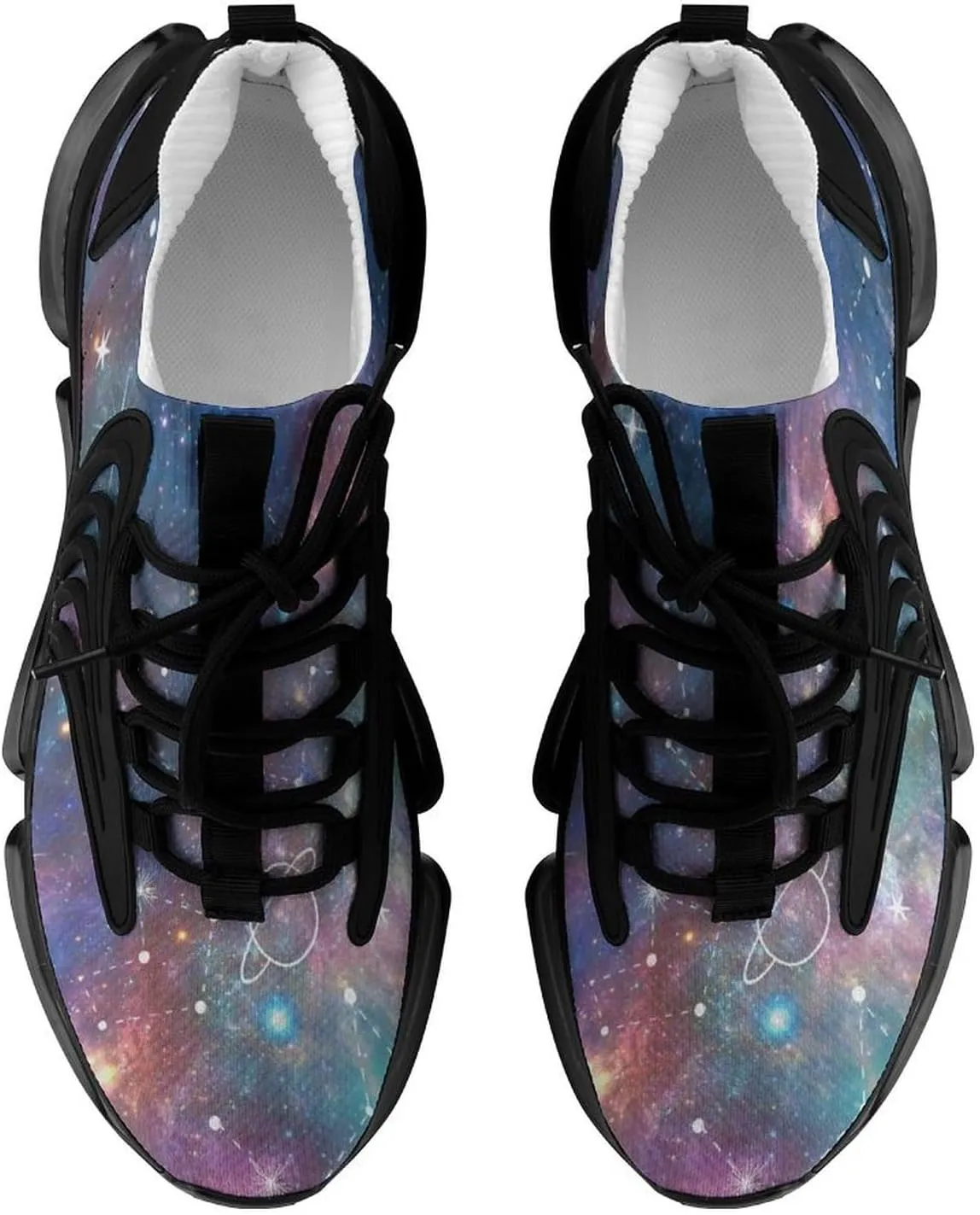 Constellation Moon and Planet Galaxy Walking Shoes for Men Lightweight Tennis Fashion Elastic Sports Shoes Cushion Basketball Shoes