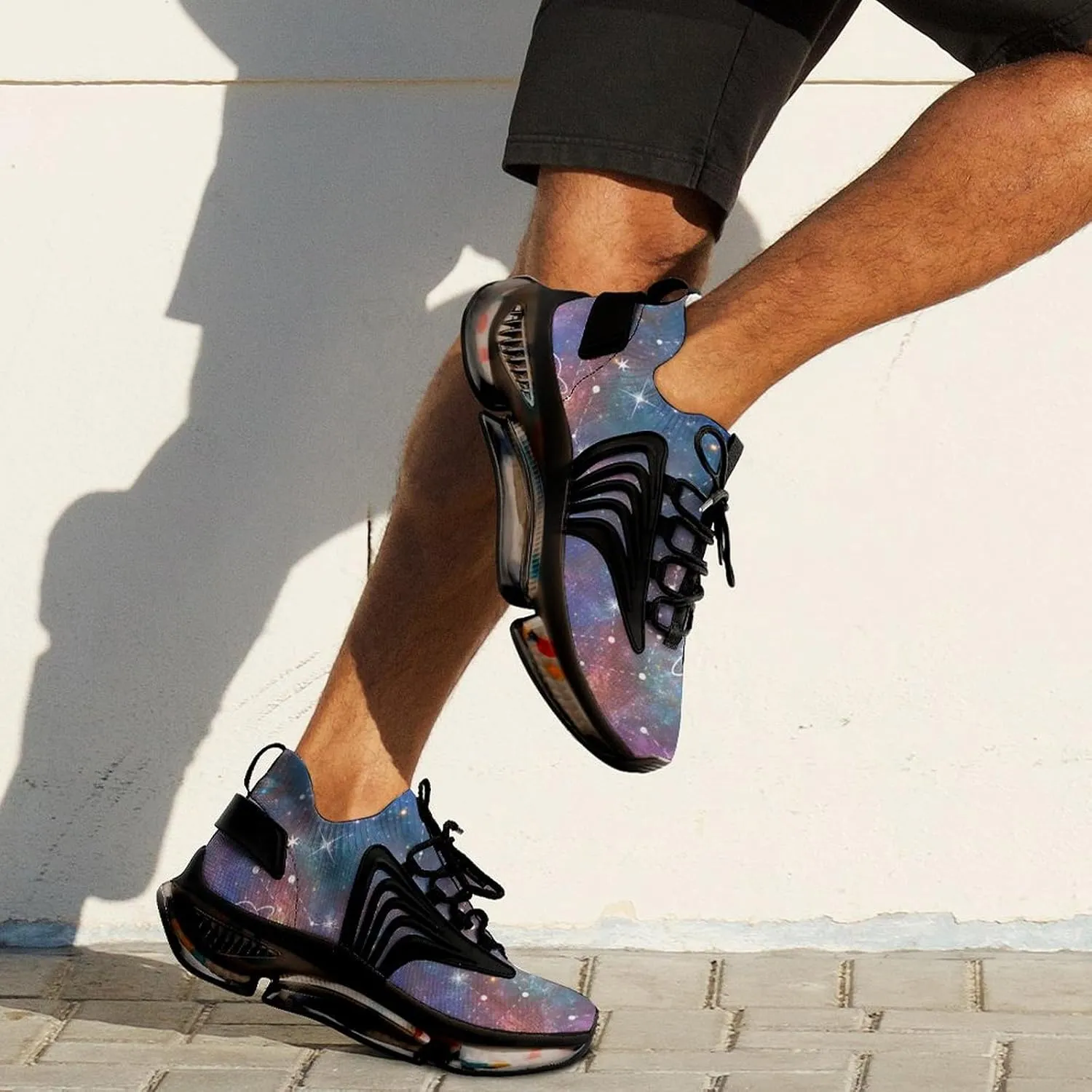 Constellation Moon and Planet Galaxy Walking Shoes for Men Lightweight Tennis Fashion Elastic Sports Shoes Cushion Basketball Shoes