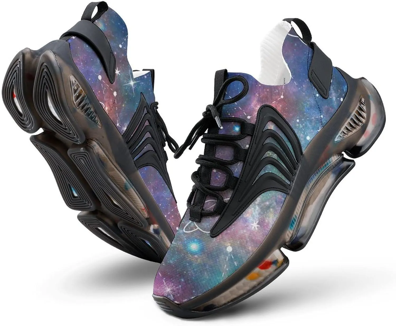 Constellation Moon and Planet Galaxy Walking Shoes for Men Lightweight Tennis Fashion Elastic Sports Shoes Cushion Basketball Shoes
