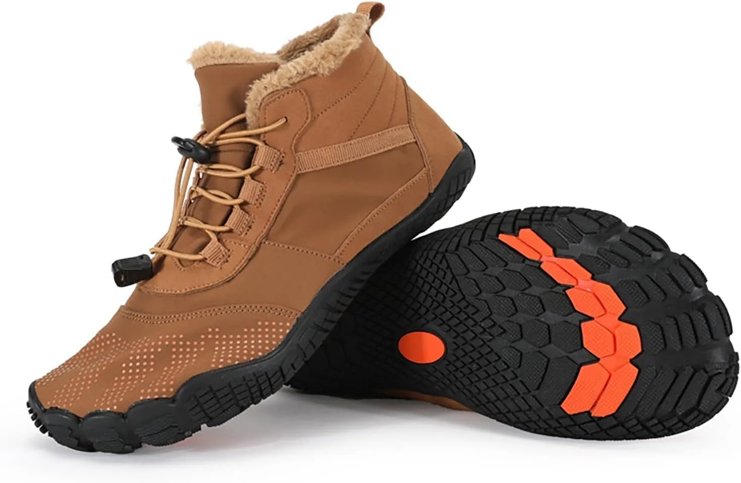 Crzidha Unisex Non Slip Snow Hiking Boots,Waterproof Non Slip Snow Hiking Trekking Ankle Boots Warm Stretch Drawstring Easy On Plush Lined Ankle Boots Comfortable Winter Sneakers