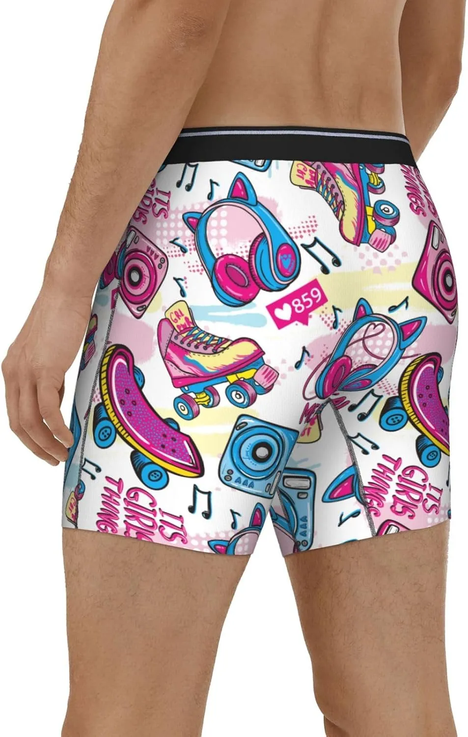 Cute Cartoon Skateboard Shoes Mens Extended Underwear Length Boxer Briefs Comfort Breathable Underwear For Men