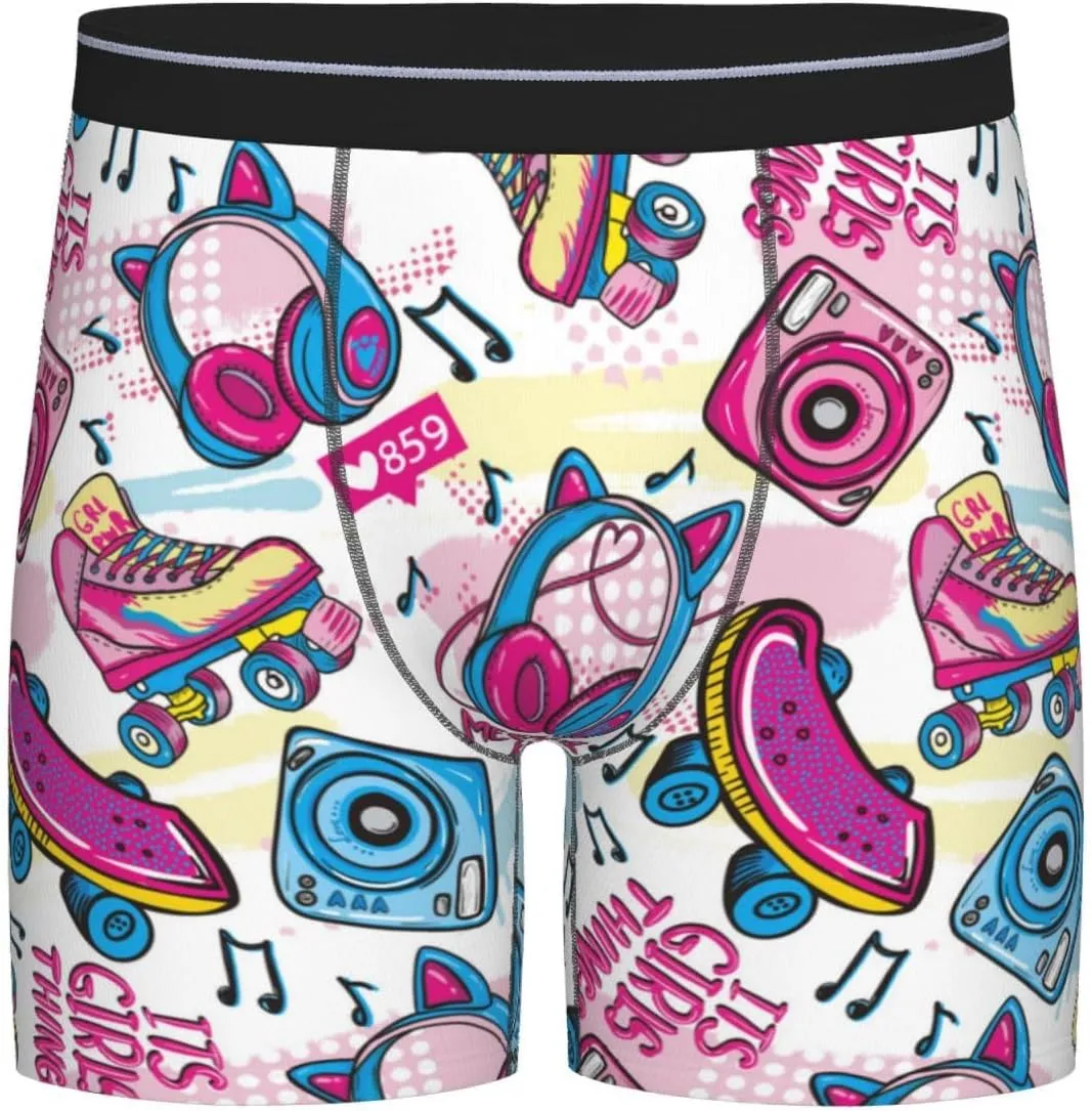 Cute Cartoon Skateboard Shoes Mens Extended Underwear Length Boxer Briefs Comfort Breathable Underwear For Men