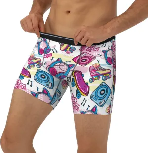 Cute Cartoon Skateboard Shoes Mens Extended Underwear Length Boxer Briefs Comfort Breathable Underwear For Men