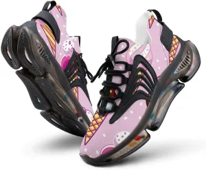 Cute Pop with Ice Cream Walking Shoes for Men Lightweight Tennis Fashion Elastic Sports Shoes Cushion Basketball Shoes