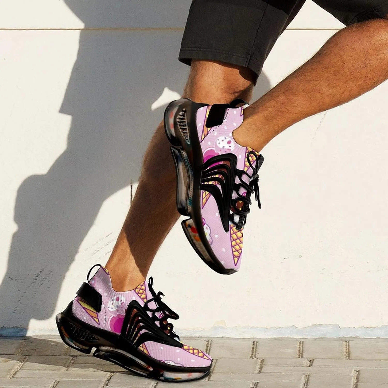 Cute Pop with Ice Cream Walking Shoes for Men Lightweight Tennis Fashion Elastic Sports Shoes Cushion Basketball Shoes