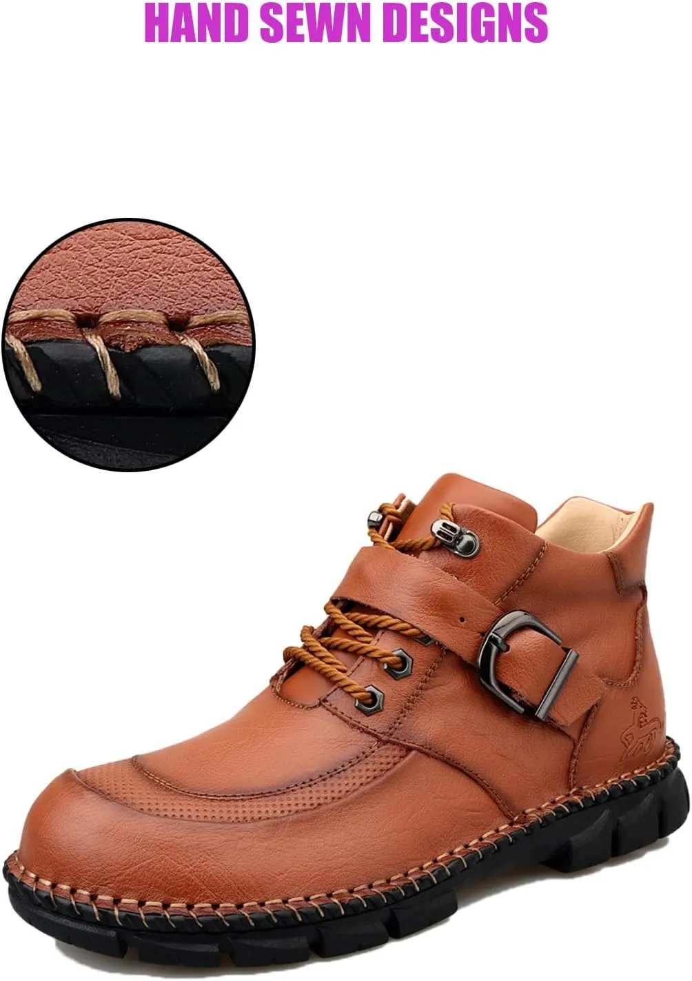 DirraBra 2023 New Men's Fashion Outdoor Ankle Boots Waterproof Hiking Boots Lightweight Anti-Ski Hiking Lace-Up Buckle Boots