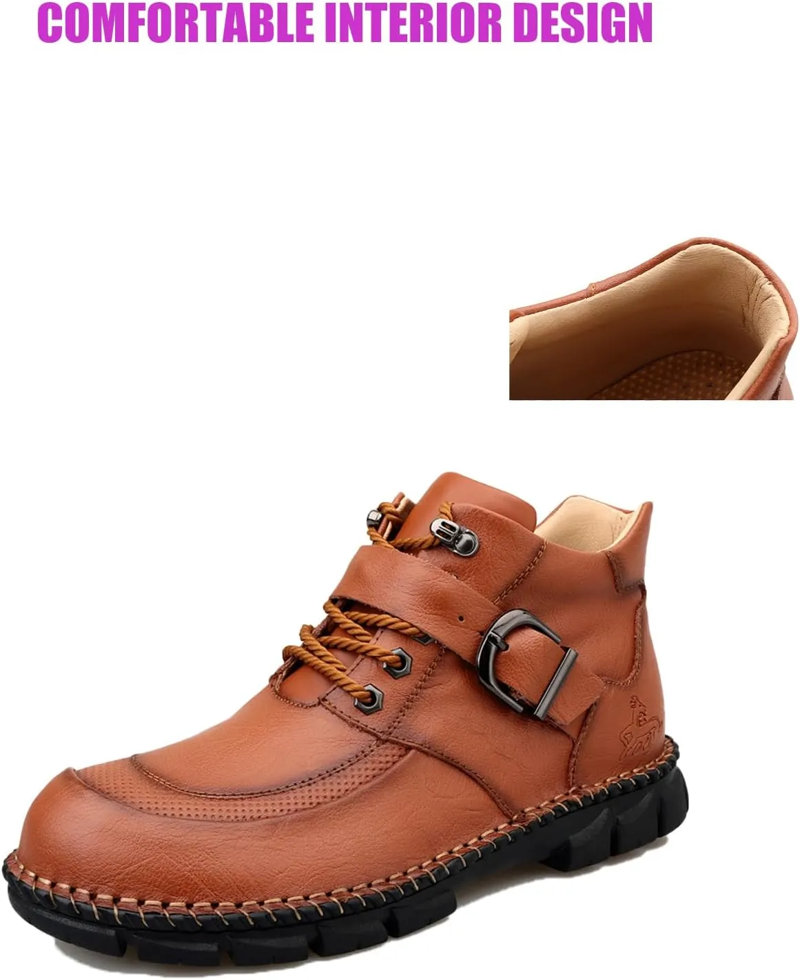 DirraBra 2023 New Men's Fashion Outdoor Ankle Boots Waterproof Hiking Boots Lightweight Anti-Ski Hiking Lace-Up Buckle Boots