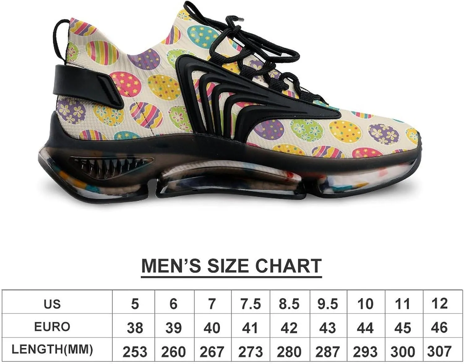 Easter Eggs Walking Shoes for Men Lightweight Tennis Fashion Elastic Sports Shoes Cushion Basketball Shoes