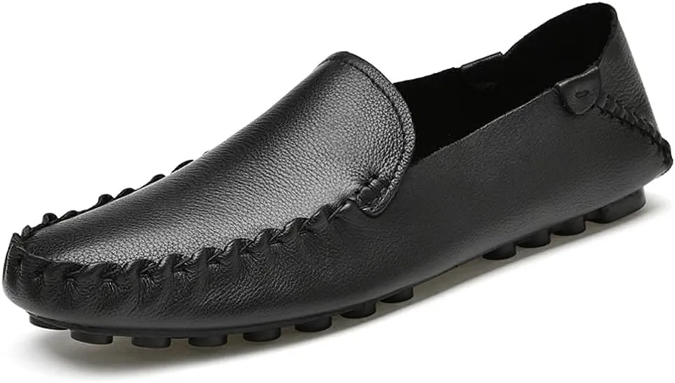 Easy to Put and Remove Driving Moccasins Smoking Loafer for Men Simple Moccasins Shoes Driving Loafers Leather Anti-Slip Flat Heel Flexible Lightweight Resistant Driving for All Occasions (Color : Bl