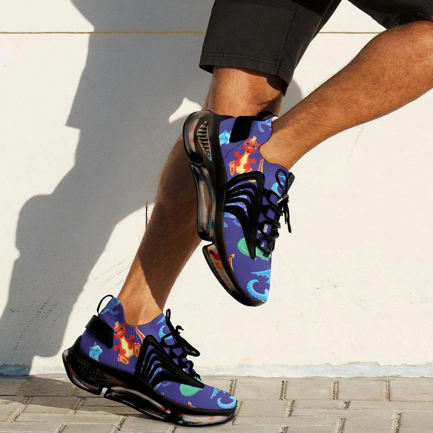 Fire Dragons Or Cute Dinosaurs Walking Shoes for Men Lightweight Tennis Fashion Elastic Sports Shoes Cushion Basketball Shoes