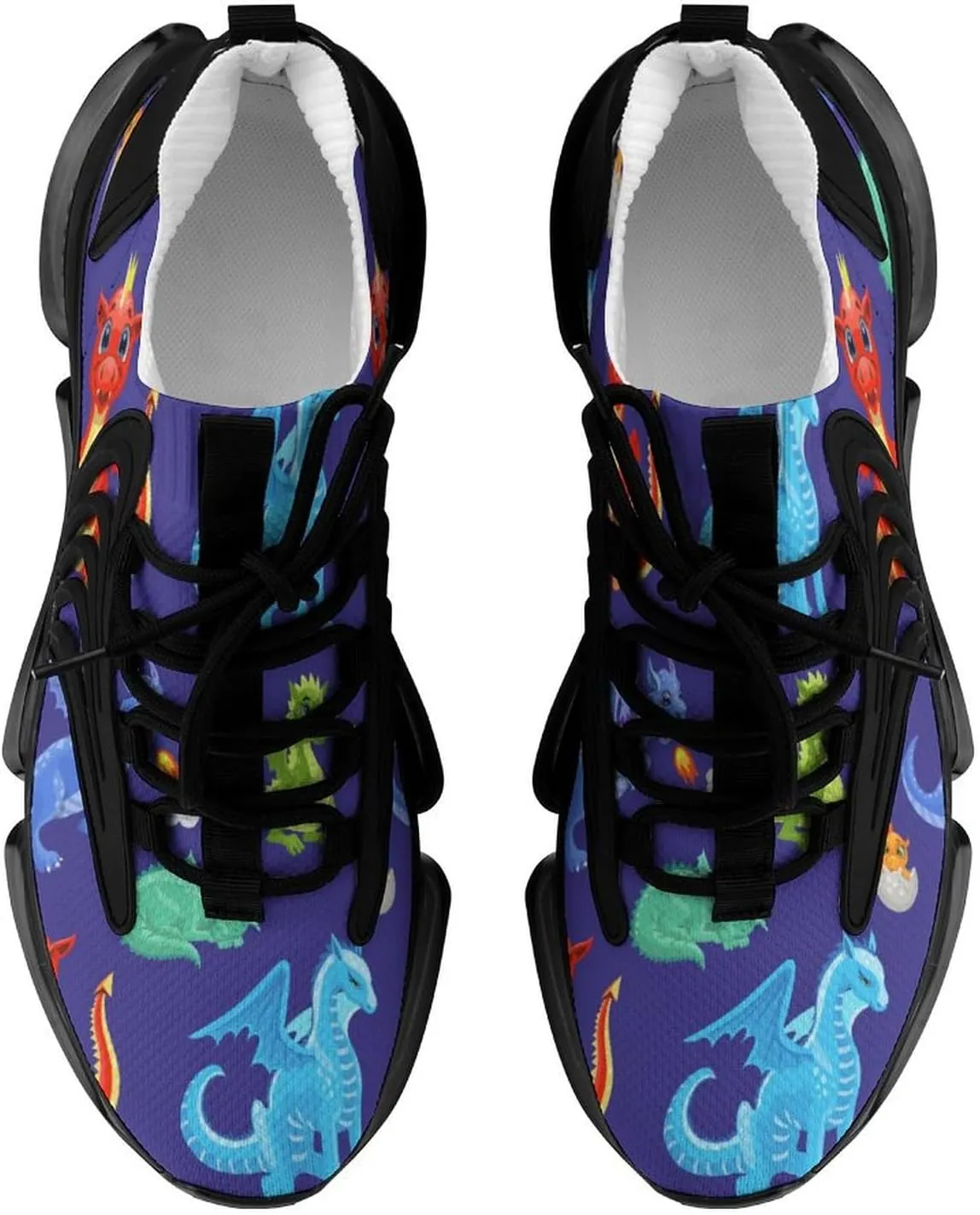 Fire Dragons Or Cute Dinosaurs Walking Shoes for Men Lightweight Tennis Fashion Elastic Sports Shoes Cushion Basketball Shoes
