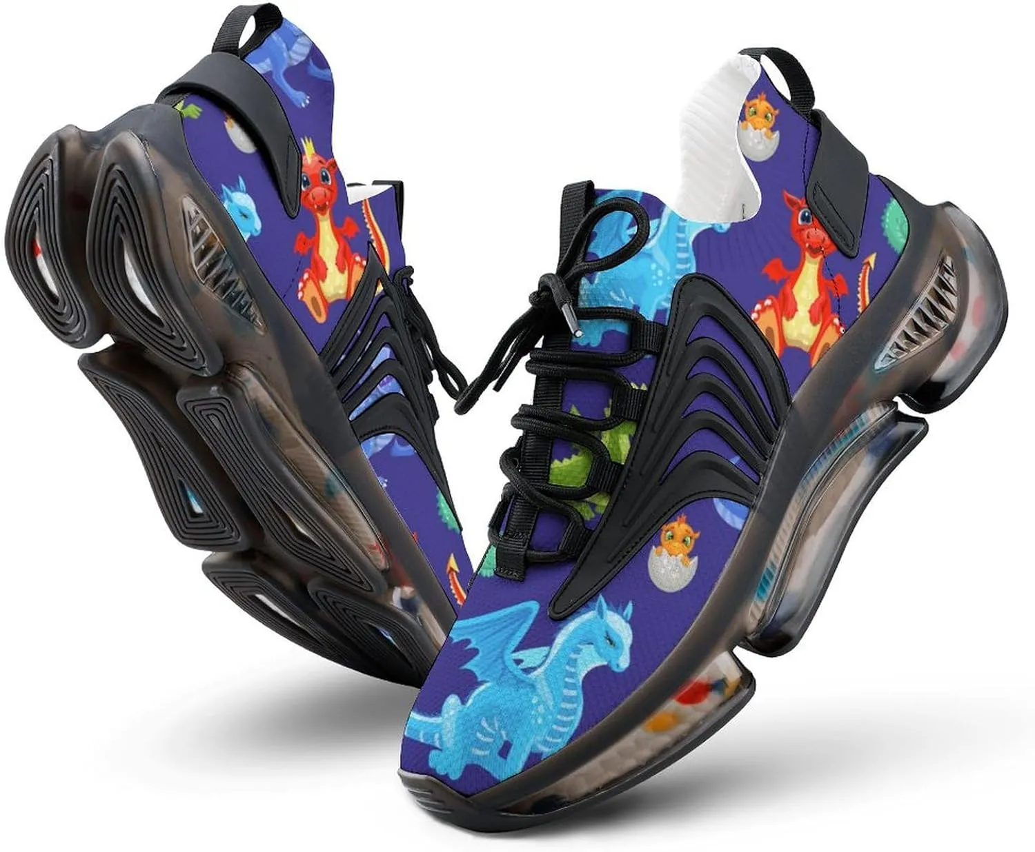 Fire Dragons Or Cute Dinosaurs Walking Shoes for Men Lightweight Tennis Fashion Elastic Sports Shoes Cushion Basketball Shoes