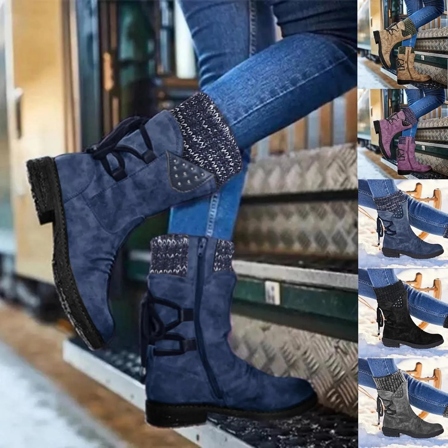 Gibobby Ankle Boots for Women Winter Hiking Boots Keep Warm Anti-Slip Soft Warm Fur Lined Winter Ankle Booties