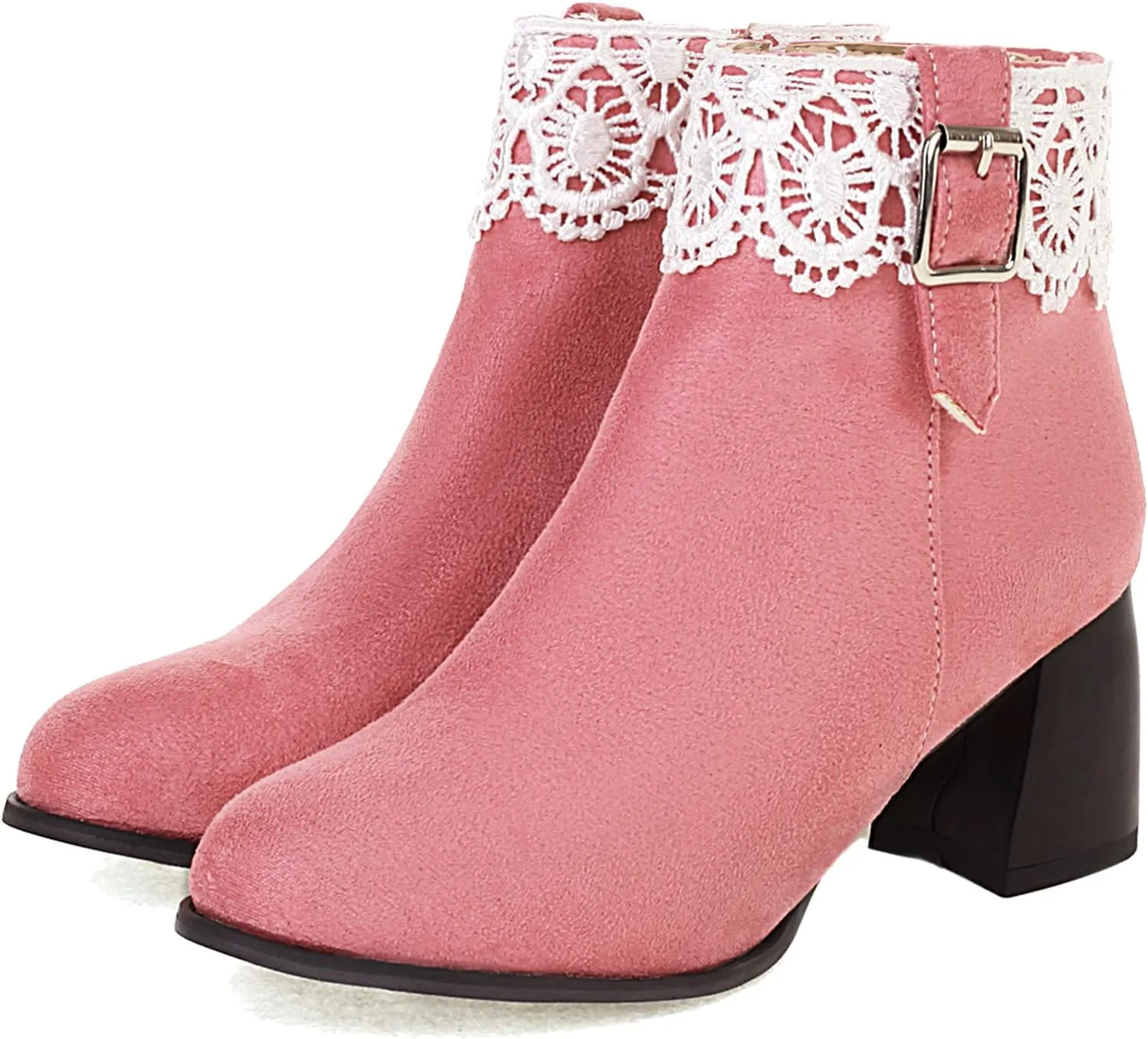 Gicoiz Women Round Toe Block Heels Winter Chelsea Boots