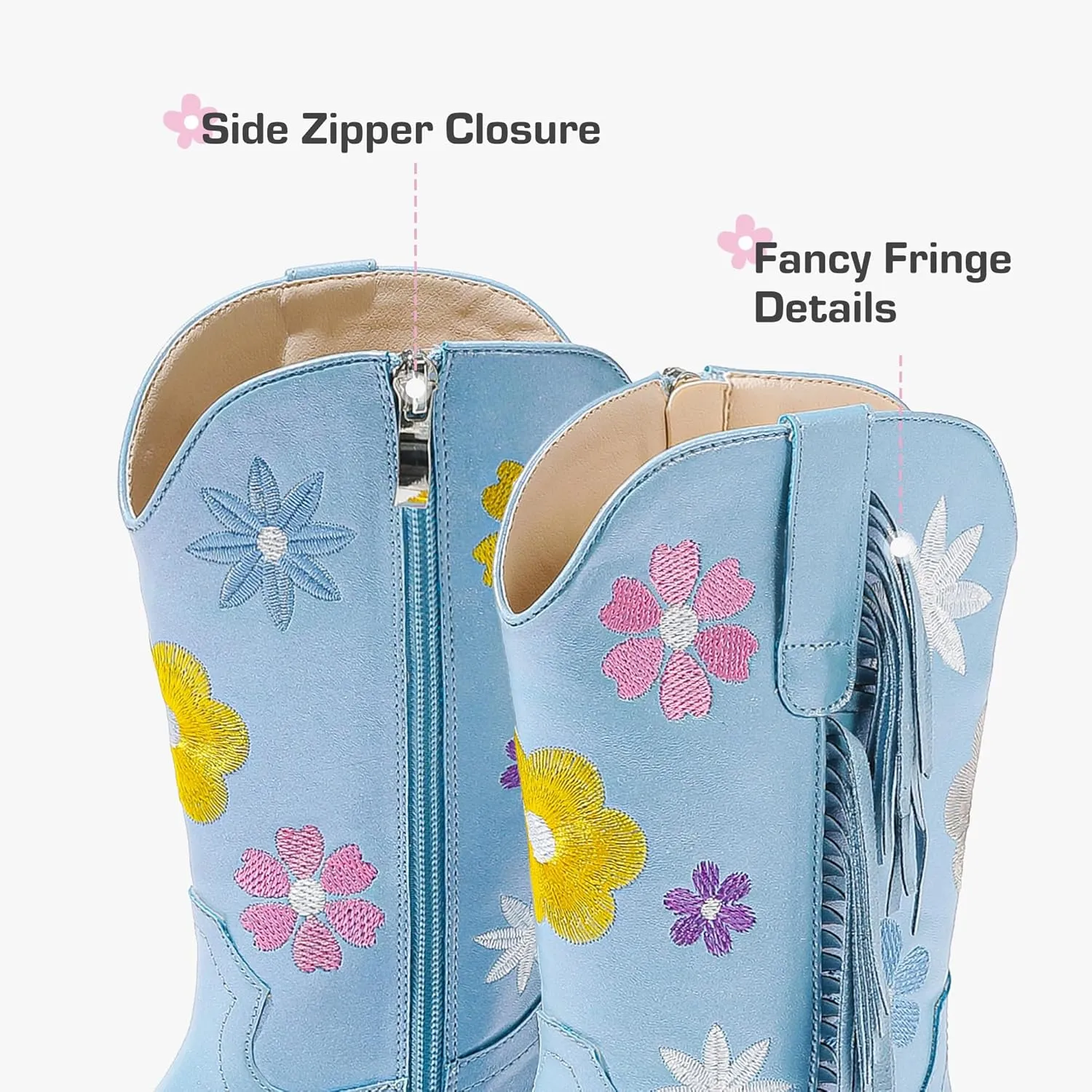 Girls Cowboy Boots Toddler Cowgirl Floral Embroidered Fringe Little Kids Western Boots Girl Riding Boot Birthday Party