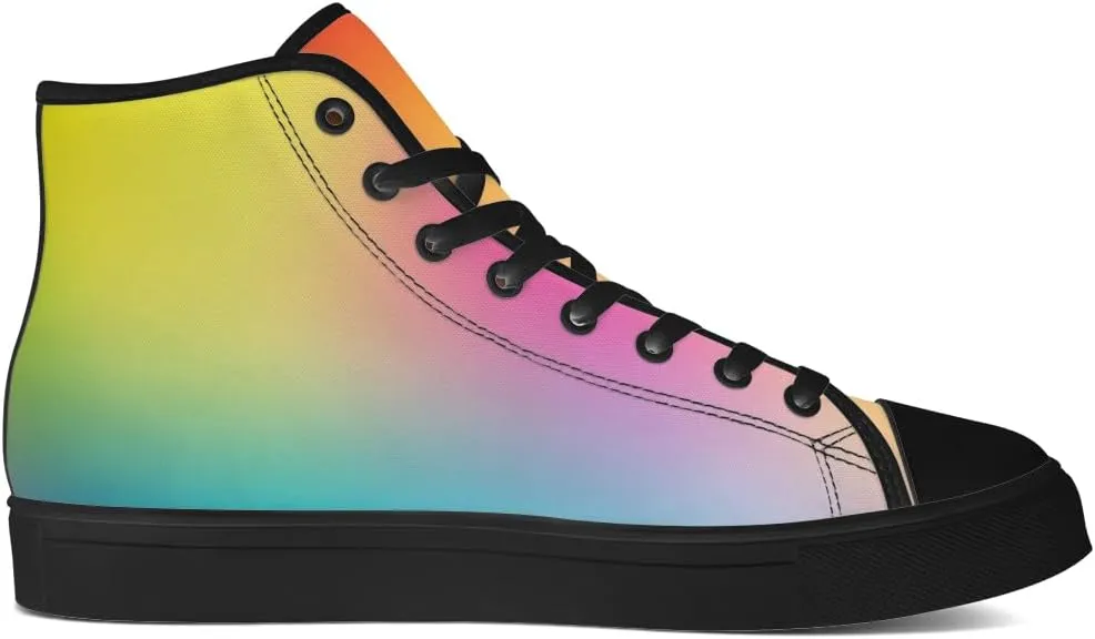 Gradient Shoes Womens Mens Rainbow High Top Canvas Sneakers Lace Up Casual Walking Shoes Gifts for Men Women